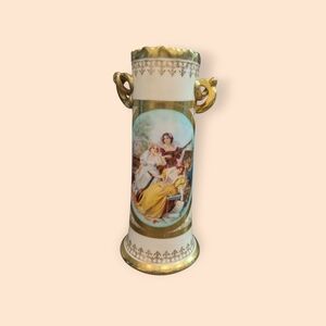 Antique Imperial Crown China Bud Vase- Gold And Cream